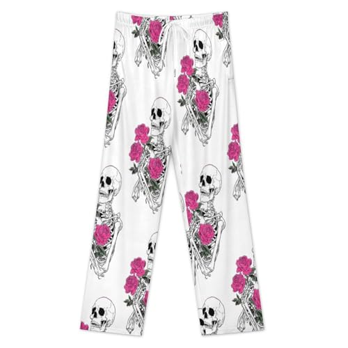 Skull Print Men's Pajama Pants Lightweight Casual Soft Lounge Pants Sleepwear with Drawstring Pockets3