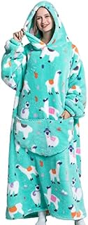 Oversized Blanket Hoodie with Sleeves Front Pocketed Sweater Blanket Giant Hooded Blanket Velvet Printed Sweatshirt Blanket One Size Soft Warm Wearable Blanket for Man Women Adults Camping Napping