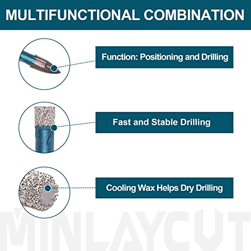 MINLAYCUT Diamantbohrer Fliesenbohrer 6/6/6/8mm+6mm 5 stücke Lochsäge Fliesen für Porzellan Fliese Keramik Granit Marmor Trockenbohren