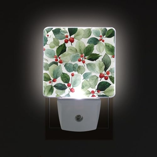 Luz nocturna sensor LED con patrón de hojas y bayas miniatura 2