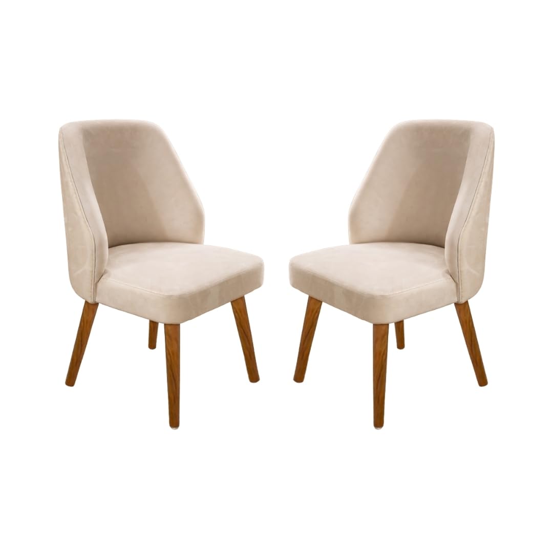 Soft Serenity Velvet Chair Modern Accent Seating with Solid Wood Legs and Curved Backrest for Living Room, Dining, Bedroom, Lounge (2, Cream)-image-11
