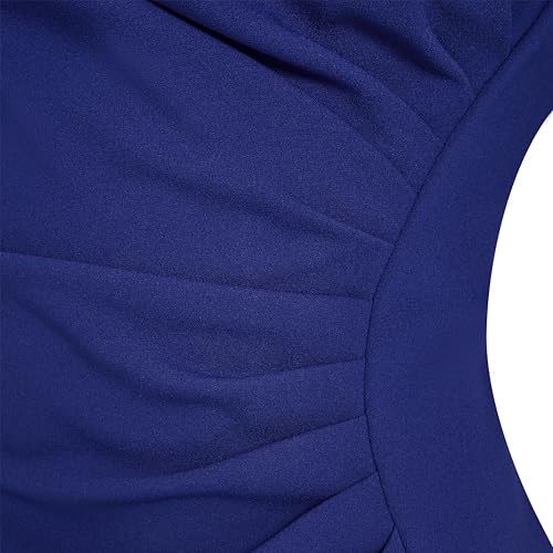 Image of DKNY Women's Short Sleeve Ruched Knee Length Sheath Dress with Button Detail, Marine, 4