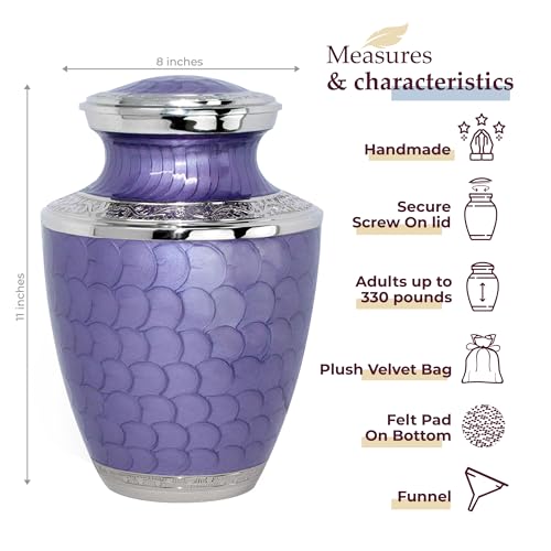 Image of Trupoint Memorials Cremation Urns for Human Ashes, Silver Lining Decorative Burial Urns for Male and Female, Funeral Memorial Urn for Women and Men - Lavender, XL (300LB)