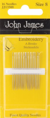 Agujas de mano para bordar, tamaño 8, 16/Pkg, Dedales