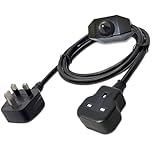 Plug In Dimmer Switch, Dimming Switch Extension Cord with 3 Prong Grounded Plug UK Socket, Lamp Power Cable for Dimmable Table Lamp LED/CFL Lights, 250V 10A 3 Cord Extension Lead Replacement Black