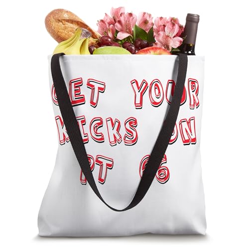 Bolso tipo tote retro con lema 'Get Your Kicks on Rt 66' miniatura 4
