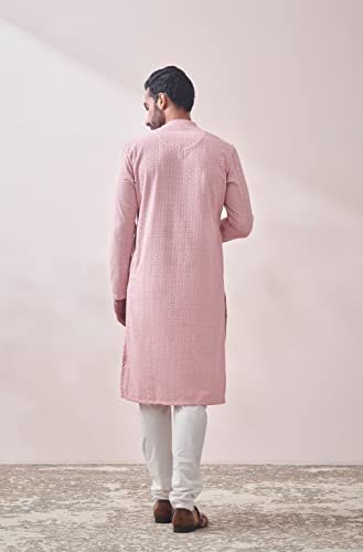 Image of Manyavar Men's Cotton Blend Self-Design Kurta Pyjama Set (2pcs)