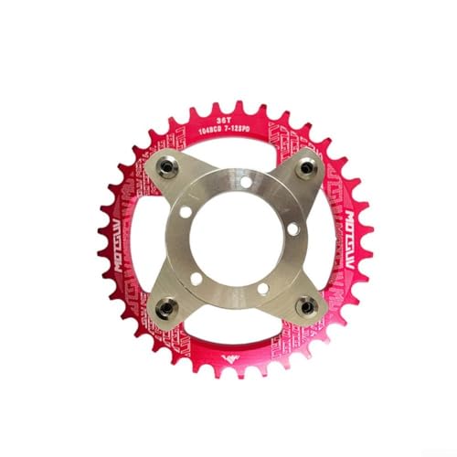 Corona e adattatore per bicicletta elettrica per motore bafang 0102 con pignone 104BCD 32T 34T 36T 38T in lega di alluminio parte di ricambio per bici elettrica (32T rosso)