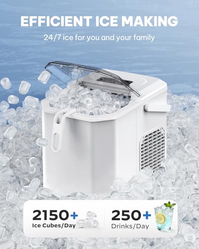 Image of Silonn Ice Maker Countertop,Self-Cleaning Ice Makers with Basket and Scoop,9 Cubes in 6 Mins, 26 lbs per Day, Ideal for Home,Kitchen,Camping,RV,White