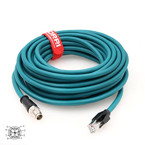 DRRI M12 X-Coded 8 Pole to RJ45 Gigabit Ethernet Interface Cat7e Shielded Cable for Cognex Ccb-84901-2001-20