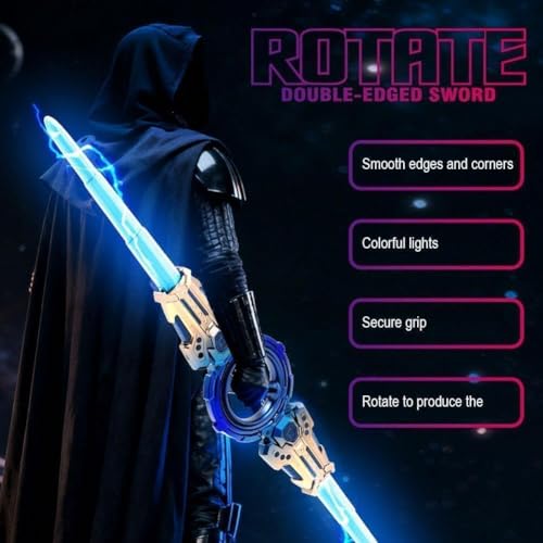 Image of BUQARO Fire Spiral Double-Edged Light Sword Toy with LED Lights & Sound | Wrist-Activated Rotating Action Role Play Sword for Kids & Teens