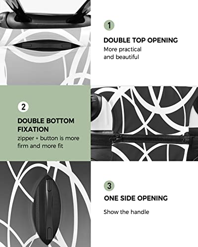 Travel Luggage Cover Spandex Elastic Suitcase Cover for Luggage, Scratch Proof Luggage Cover Protector for Trunk Case 26-28 Inch Luggage, Modern Art Circle Ombre Line Grey2