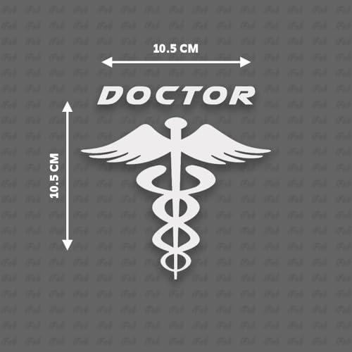 Image of Doctor Stickers for Car - Doctor Logo Reflector Sticker for Car, Waterproof Sticker, Size 10.5cm x 10.5cm (Pack of 2) (White)