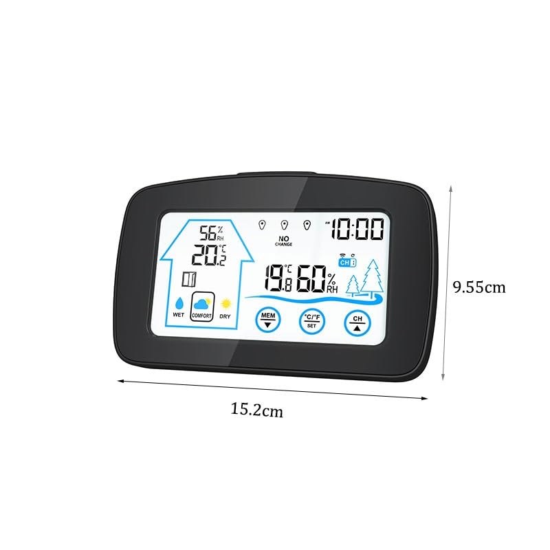ABS Multifunctional Electronic Thermometer Hygrometer Clock Indoor Outdoor