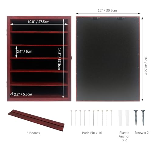 Image of Shadow Box Frame with Removable Shelves, Red 12x16 Deep Memory Box Display Case for Keepsake Collectibles, Coins Military Medals Pins Wedding Flowers