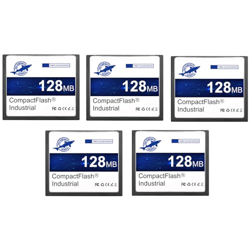 Image of Dogfish Compact Flash Memory Card 128MB 5 Pack High Performance Industrial CF Type I Card FAT16 for Industrial Equipment and Vintage Digital Cameras