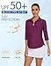 Cucuchy Style Workout Tops for Women 3/4 Sleeve,1/4 Zip Golf Tennis Shirts Moisture Wicking Yoga Outdoor Sports Clothes Casual UPF 50+ Clothing Purple Red XL