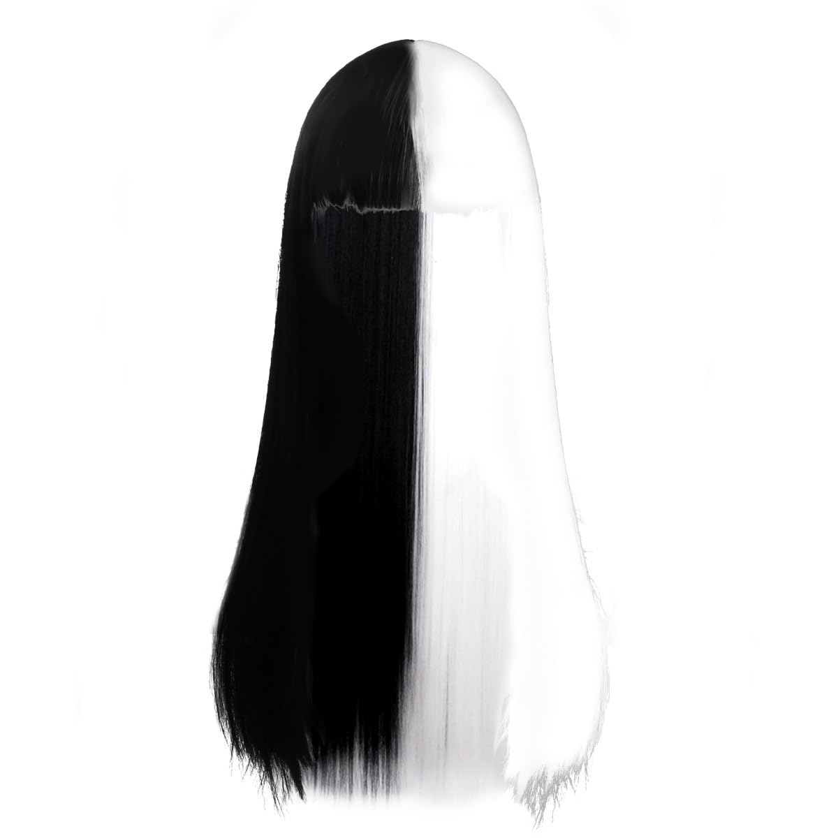 Color Matching High Temperature Silk Wig Headgear Prom High Temperature Wire Women's, Black White, 65cm