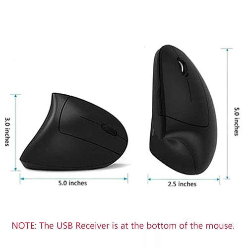 Acedada Ergonomic Mouse, Vertical Wireless Mouse, Rechargeable Optical Ergo Mice, 800/1200 /1600 Dpi, 5 Buttons For Laptop, Desktop, Pc, Macbook - Black #TOP6