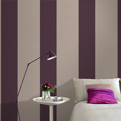 Papier peint Fabulous Glitz à rayures de prestige marron et violet