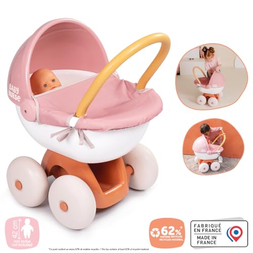 Smoby Baby Nurse Landau Câlin pour Poupons et Poupées Jusqu'à 42 cms Roues Silencieuses Bac de Rangement Tissu Lavable Matière Recyclée A Partir de Fabrication Française - vue 2