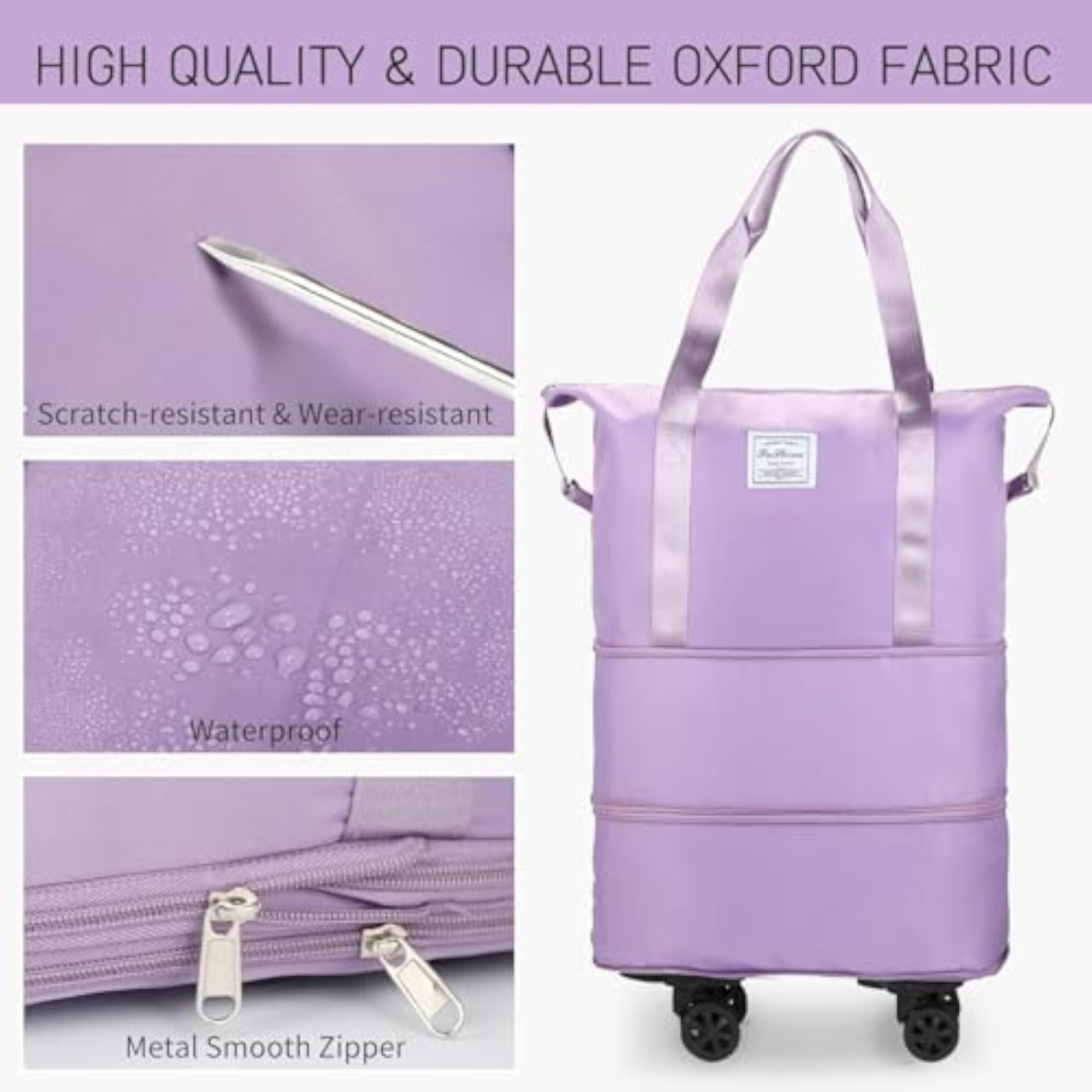 Expandable Duffle Bag with Wheels for Travel