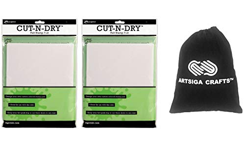Ranger Ink Inkssentials Cut N Dry Stamp Pad Felt 8 x 10 inches Sheet 2-Pack Bundled with 1 Artsiga Crafts Small Project Bag
