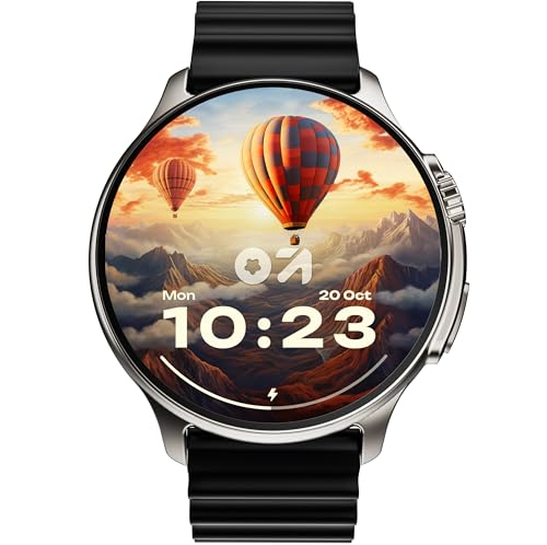 GOBOULT Crown R Pro Smart Watch 1.43''HD AMOLED,Bluetooth Calling, Working Crown, ZincAlloy Frame, 600 Nit Brightness, AI Voice Assistant, SpO2 Monitoring, 120+Sports Mode (Pro Black)