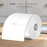 FINDAT Białe prostokątne etykiety termiczne 50 x 80 mm, winylowe wodoodporne naklejki, zdejmowane naklejki samoprzylepne do M110 M220, 100 szt