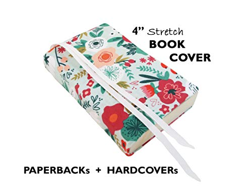 4 Inch Mass Market Paperback Book Cover Small, 4X6, Mint Floral Stretch Fabric Book Cover, Small Book Sleeve For Paperback Or Hardcover (Adults) #TOP2