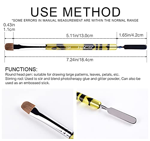 KADS Kolinsky Brush 2 Way Acrylic Professional French Manicure Clean-up Brush Nail Art Brush Stirring Rod((10#)