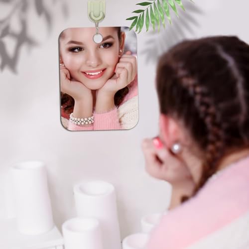 JUNEBRUSHS 2 Pack Medium Mirror for Shaving (6 × 8 inch) Fogless Shatterproof Mirror for Wall Hanging Bathroom Handheld Makeup Mirror for Men Portable Travel Camping Mirrors