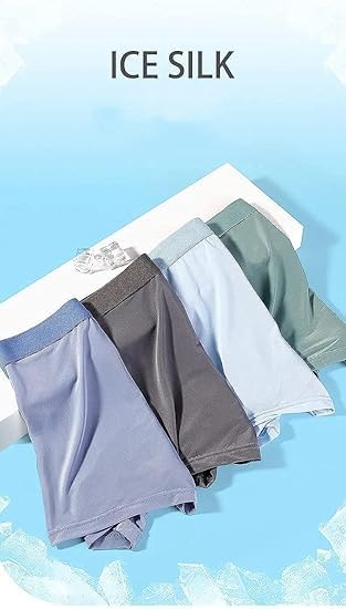Image of MERIWOOL Men's Ultra-Comfort Ice Silk Lycra Underwear | Moisture-Wicking, Breathable Boxers for Men | Seamless Design | (Any 3 Multicolor) Pack of 3