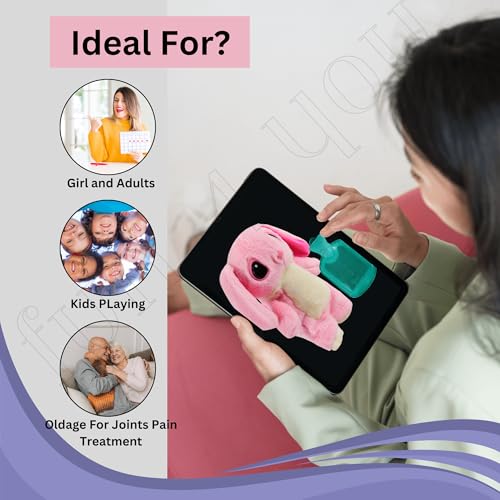 Image of Fun4you Cute Bunny Hot Water Bottle 30cm (Pink) | Period Cramps Relief Soft Stuffed Plush Teddy Bear Cover | Reusable Warm Bag for Back, Neck & Abdominal Comfort