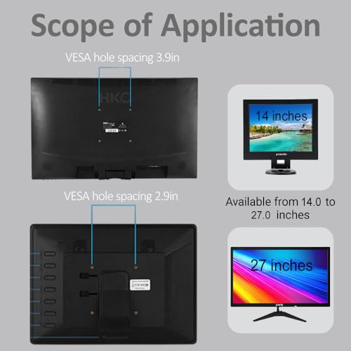 14-27 Inches Universal TV Wall Mount, Ultra Slim Replacement Stand Mount with a Max Load Bearing of 30lbs Fixed Monitor Wall Bracket with Max VESA 100x100mm for LED/LCD/OLED/Plasma TV (Black) - Image 2