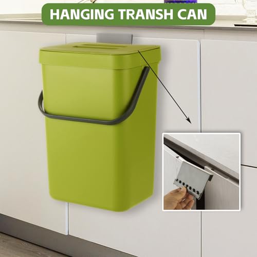 Caneca colgante de plástico con tapa, 12 L, verde miniatura 4