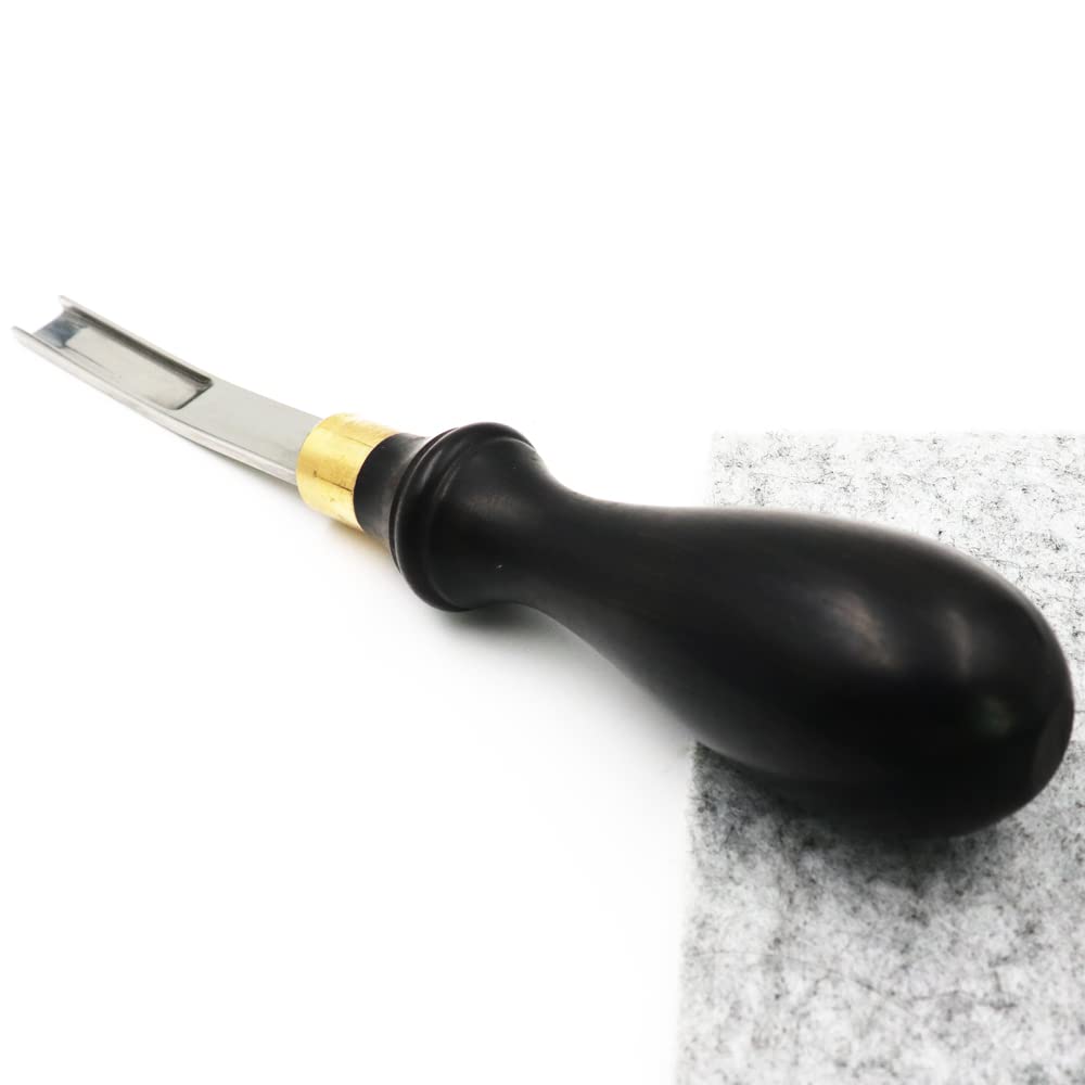 Leather Edge Bevelers, with Polished Ebony Handle Leather Edge Tool, French Wide Mouth Sharp Leather Skiver Edge Skiving for Leather Craft DIY Cutting (6MM)