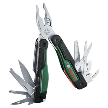 Foto di Bosch multiutensile 16-in-1 (utensile multif. per fai da te, esterni e campeggio; acciaio inox; funz. blocco; Softgrip; 16 funzioni: pinze; lama; cacciavite; coltello; sega, ecc.)