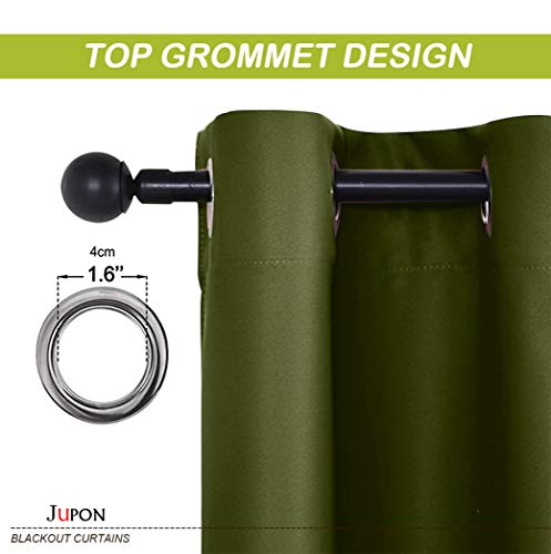 Image of JUPON Energy Saving Extra Wide Blackout Curtains for Bedroom with 3 Layers Weaving Technology, Set of 2 (54 x 108 inch - Green)