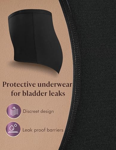 Image of AIRCUTE Washable Absorbency Urinary Incontinence Underwear for Women High Waist Leak Proof Panties for Bladder Leakage 60ML, 3 Pack (3X-Large, Black-Beige-White)