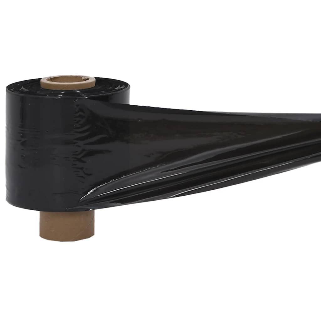 Folie stretch czarne 23 μm 10 cm x 300 m PE materiał opakowaniowy 10 szt. z uchwytem do kartonu, materiałów wysyłkowych, tapicerki i ochrony transportowej, wszechstronne zastosowanie, ochrona
