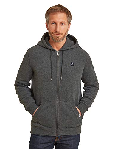 TOG24 Alden Men's Supersoft Zip-through Hoodie with Cosy Kangaroo Pocket and Chunky Drawcord Hood Dark Grey Marl