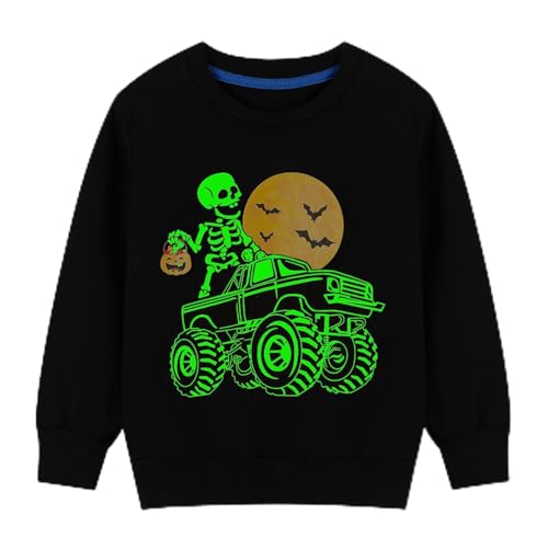 HILEELANG Boy Sweatshirts Halloween Christmas Novelty Glow in the Dark Crewneck Pullover Cotton Graphic Tops Sweater Shirts