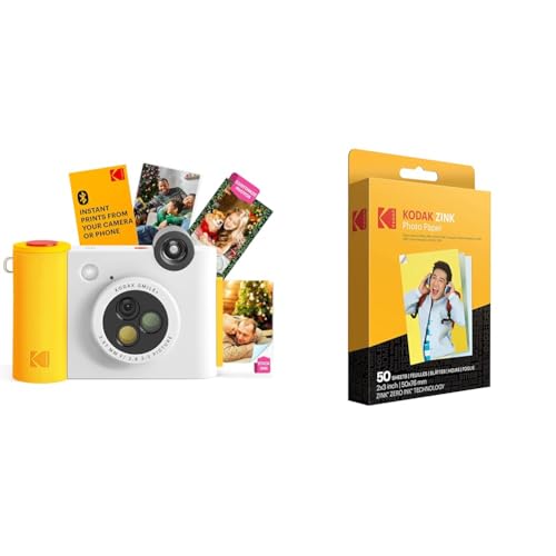 Image of KODAK Smile+ 2-in-1 Digital Instant Print Camera & Wireless Bluetooth Photo Printer + KODAK 2 inchx3 inch Premium Photo Paper (50 Sheets)