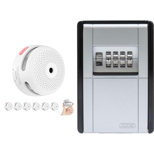 X-Sense Mini-Rauchmelder: Photoelektrischer Rauchwarnmelder mit LED-Anzeige & ABUS KeyGarage 787 - Schlüsselbox zur Wandmontage - für Schlüssel oder kleine Wertgegenstände - 46331 - Schwarz-Silber