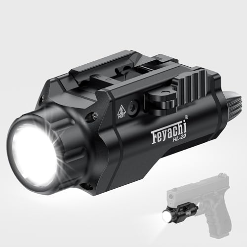 Feyachi Tactical Flashlight - 1500 Lumens Rail Mounted Flashlight, with 5 Interchangeable Picatinny Rail Adapters, Fits Multiple Models, IPX7 Water-Resistant Pistol Light