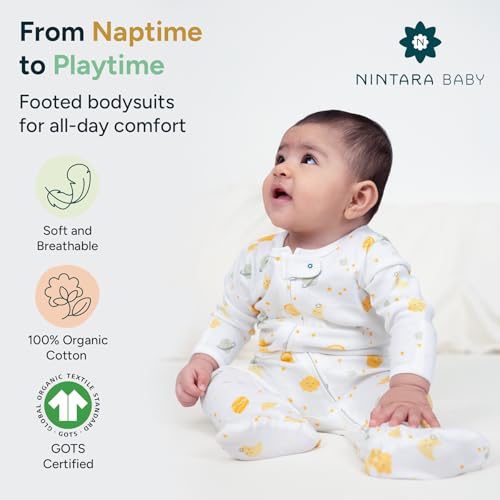 Image of NINTARABABY Zip-Up Footed Bodysuit - 100% Organic Cotton Sleeper
