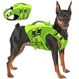 Queenmore Dog Life Jacket,Life Vest for Extra Large Dogs,Adjustable Reflective Dog Swimming Vest,Superior Buoyancy Dog Lifesaver,High Floating Pet Life Vest for Swimming(Green,XL)