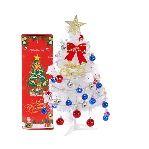 Table Top Christmas Tree,24In Mini Pink Christmas Tree with Lights,Small Pink Christmas Tree,Christmas Ball, Star Treetopper, Gift Boxes for Christmas Decorations, Gift for Kids,Women,Men