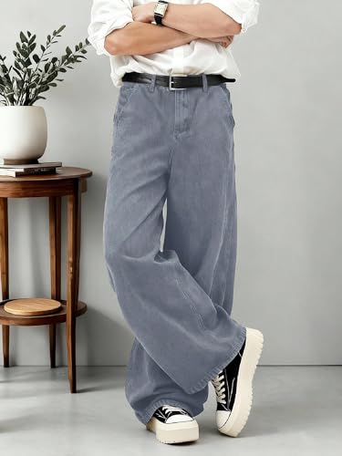 QNIM Men's Loose Fit Jeans (Gray) Grey - Image 3